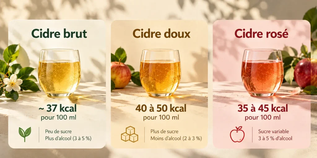 Les calories du cidre par type